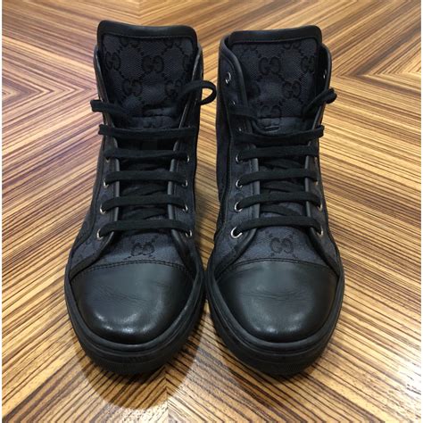 gucci high top black outs|gucci monogram high top sneakers.